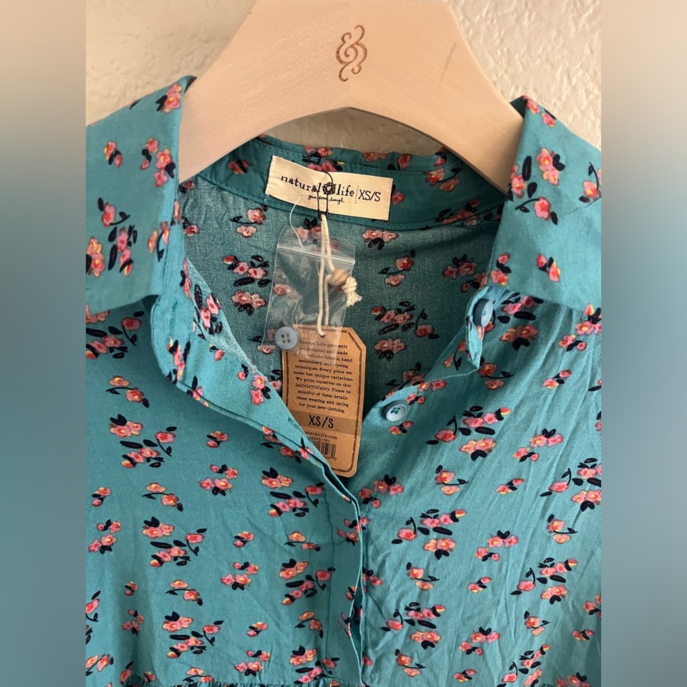 NATURAL LIFE Teal Floral Mini Dress - Picture 4 of 4